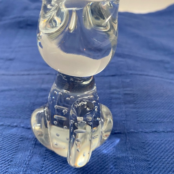 Crystal art glass hand blown cat figure paper weight w:bubbles inside - Picture 5 of 10